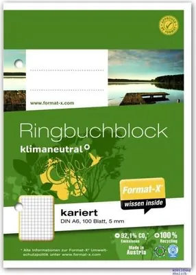 Produktbild von Ringbuchblock A6 70g 100 Blatt 5mm kariert