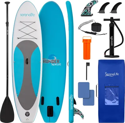 Produktbild von SereneLife Aufblasbares Stand Up Paddle Board mit Premium Zubehör, breites, stabiles Design und rutschfestem Eva-Deckpolster. Ideal für Erwachsene