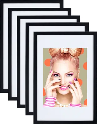 Produktbild von 3er 5er Set Holz Bilderrahmen Lifestyle Plexi Foto Rahmen Collage Wanddeko Poster S111 - Farbe: 5er Pack Schwarz | Format: 20x30
