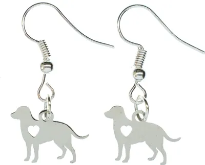 Produktbild von Golden Retriever Hund mit Herz Ohrringe Ohrring Miniblings Hänger Tier silber