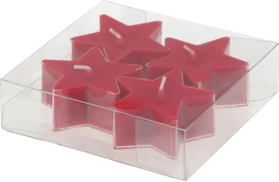 Produktbild von Teelichter "Stern" Rubin Rot 4er-Pack, 5 Stunden