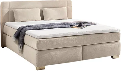Produktbild von Boxspringbett - 180 x 200 cm - Beige - Chenille - mit Topper