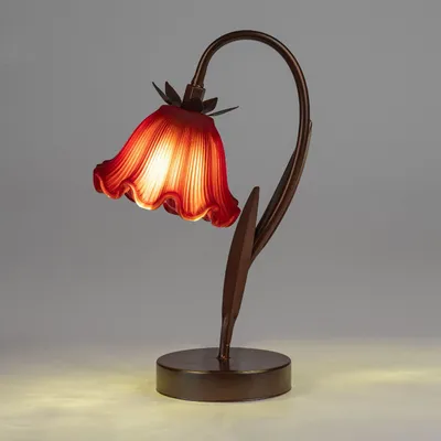 Produktbild von LED Lampe Blume H. 29cm matt rot mit Timer aus Metall + Glas Formano