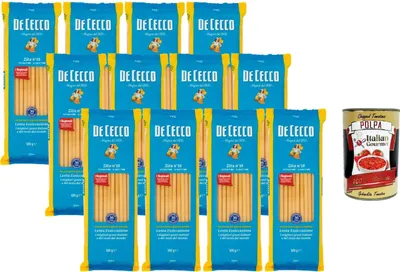 Produktbild von Italian Gourmet De Cecco Pasta Zita N°18 12×500 g italienische Röhrennudeln aus Hartweizengrieß langsam getrocknet ideal für Pasta al Forno & kräftige Saucen + Italian Gourmet Polpa 400 g