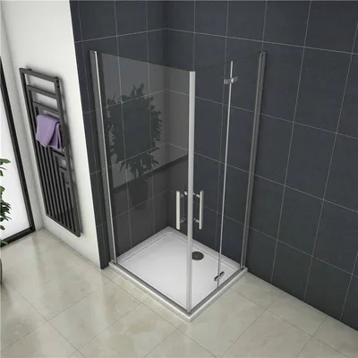 Produktbild von Eckeinstieg 90cm(Drehtür)x120cm(Falttür)xH.195cm Duschkabine Duschabtrennung Pendeltür eckdusche Nano Echtglas