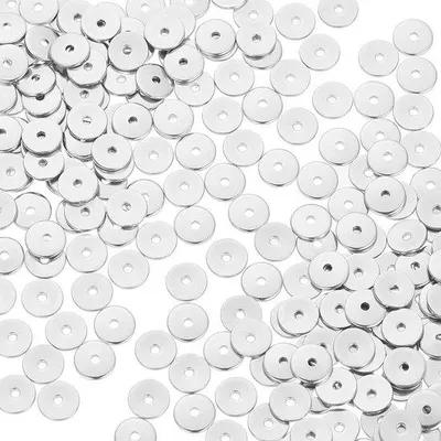 Immagine prodotto di Collane con distanziatori in acciaio - Collane con piastrine rotonde - Creazione di gioielli - Distanziatori lucidati - Diametro 6 mm, confezione da 200 pezzi