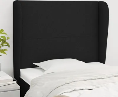 Produktbild von vidaXL Kopfteil mit Ohren Schwarz 93x23x118/128 cm Stoff - Kopfteil - Kopfteile - Bett-Kopfteil - Bettkopfteil