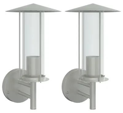 Immagine prodotto di vidaXL Luci da parete per esterni 2 pz. argento acciaio inox