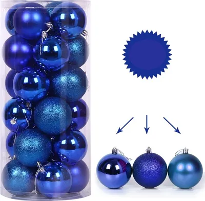 Produktbild von 24 Weihnachtskugel Ø6cm Set Kunststoff Christbaumkugel Bruchfest Weihnachten Deko Baumschmuck NEU Blau