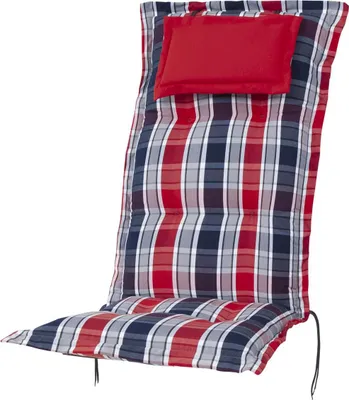 Produktbild von Auflage Hochlehner Rom 2128 rot-blau-grau kariert 123x50x9 cm KETTtex