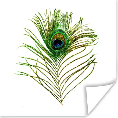 Produktbild von MuchoWow® Poster Pfauenfedern - Grün - Augen 100x100 cm - Babyzimmer