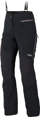 Schwarze Softshellhose für Damen mit Hosenträgern und mehreren Taschen; Modell COULOIR PLUS LADY von DirectAlpine.