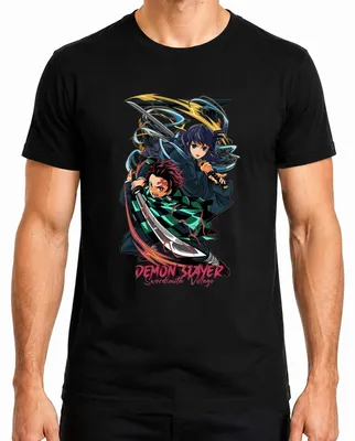 Productafbeelding van Demon Slayer Zwaardensmid Village Tanjiro Zwaard Anime Cadeau Heren T-shirt, Zwart, XL