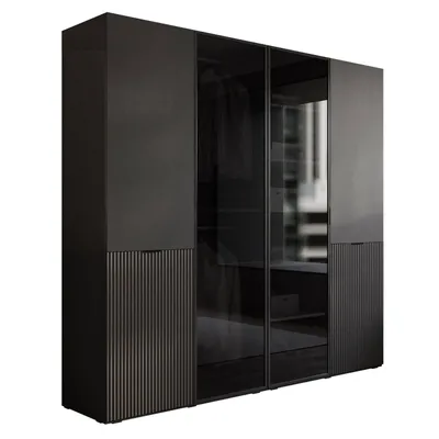 Produktbild von Kippschrank SANDBOX MODERN 200, mit LED Belechtung, Graphitschwarz / Graphitschwarz + Schwarzes Glass