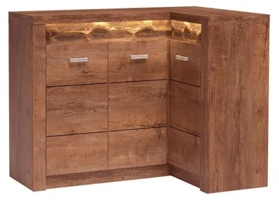 Produktbild von Masseno Kommode ZERI 131 cm Sideboard mit Schubladen und 3 Türen für Wohnzimmer Schlafzimmer Modern 131x42x103,5 cm Braun