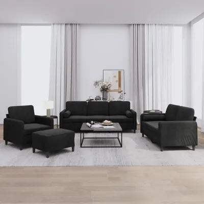 Immagine prodotto di vidaXL Set divano 4 pezzi con cuscini in velluto nero