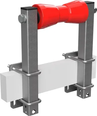 Image de Rouleau de quille en polyuréthane avec supports aide à la mise à l'eau des remorques de bateaux galvanisé SUPROD, B=200, L=350 mm, rouge