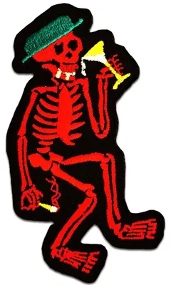 Obrázek produktu pro Saufendes Skellett Biker - nášivka, nažehlovací nášivka, nažehlovací aplikace, nášivky, k nažehlení, velikost: 5,4 x 9,5 cm