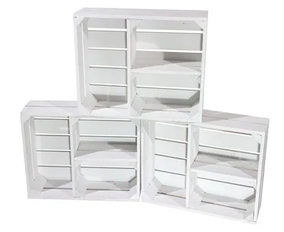 Produktbild von 3x WEIßES BASTELREGAL mit 3 versch. Fächern / NEU / 50x40x15 cm / zum verschönern oder verstauen