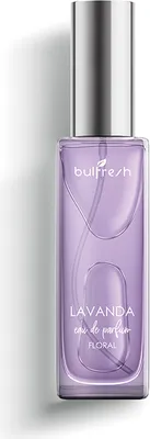 A perfume bottle on a white and gray background.