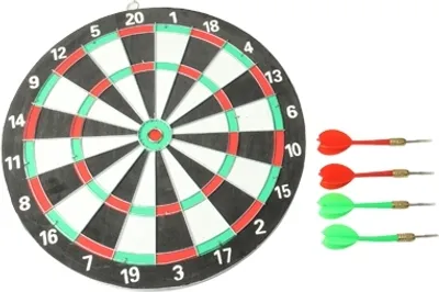 Immagine prodotto di 12 pollici doppio lato bersaglio con 4 freccette / supporto per freccette (nero)