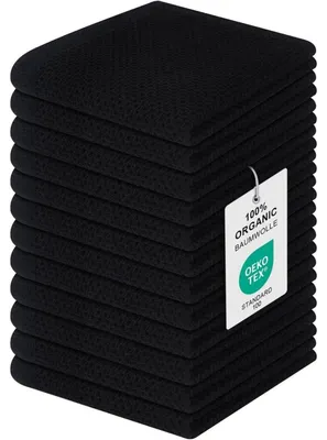 Productafbeelding van Keukenhanddoeken, set van 12, katoen, 30 x 30 cm (12 stuks), zwart