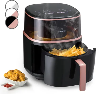 Image de Klarstein Friteuse Sans Huile avec Fonction Vapeur, Friteuse Air Chaud Air Fryer XL 1500W, Mini Friteuse Electrique Sans Huile, Airfryer 7.5L, Tactile, Minuterie, Température Réglable, 16 Programmes