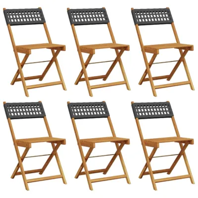 Produktbild von vidaXL Gartenstühle 6 Stk. Klappbar Schwarz Poly Rattan & Massivholz