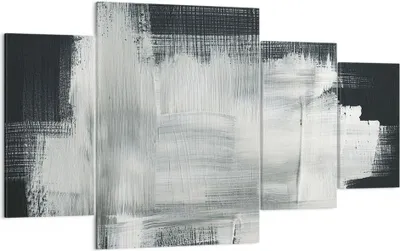 Produktbild von Bild auf Leinwand - Leinwandbild - 4 Teile - Abstraktion Schwarz Weiß - 160x90cm - Wand Bild - Wanddeko - Wandbilder - Leinwanddruck - Bilder - Wanddekoration - Leinwand bilder - DL160x90-4173