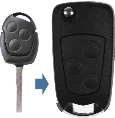 Produktbild von Klapp Schlüssel UMBAU Gehäuse Fernbedienung HU101 3 Tasten Rohling kompatibel mit Ford