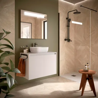 Immagine prodotto di Salgar mobili da bagno NOJA 800 2 ante SATIN BIANCO + piano lavabo