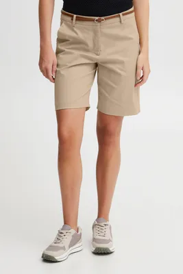 Produktbild von OXMO OXDaney Shorts Damen Chino Shorts Elegante Kurze Hose mit Kunstledergürtel Regular-Fit Baumwolle mit Stretch