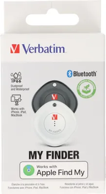 Zdjęcie produktu dla Lokalizator Bluetooth Verbatim, My Finder, do urządzeń Apple, takich jak iPhone, iPad, MacBook, z brelokiem do kluczy, zestaw 2 szt