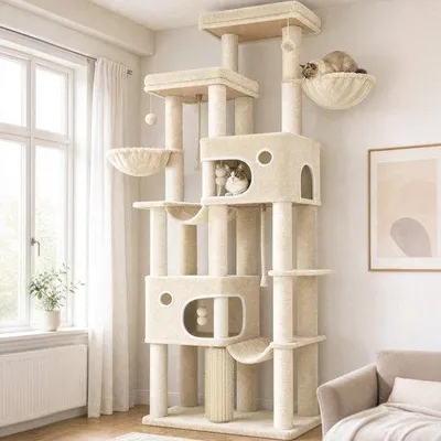 Produktbild von Famanu Kratzbaum XXL 213 cm – mit 2 großen Plattformen und 2 Hängematten