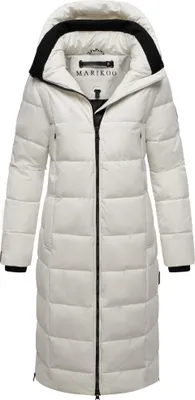 Produktbild von Marikoo Damen Wintermantel warm gefütterte Steppjacke mit Kapuze Parka Style Lanitaa Offwhite Gr. 38 - M