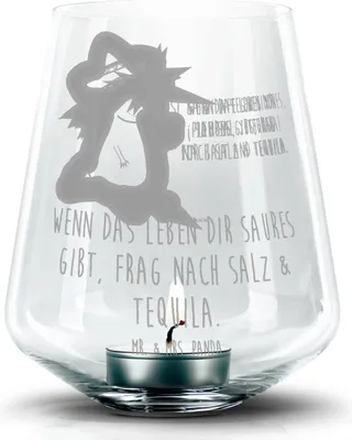 Produktbild von Mr. & Mrs. Panda Kerzenhalter Axolotl Tequila - Transparent - Geschenk, Motivationsspruch, Glas, Urlaub, Laterne, Spruch, Party, Teelichthalter, gravur, Windlicht