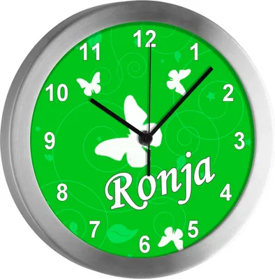 Produktbild von Kinderzimmer Funkwanduhr, Funkuhr Wanduhr Kinder, Schmetterling grün 25 cm