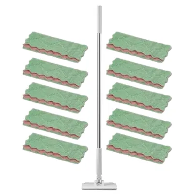 Immagine prodotto di Mocio piatto con manico lungo e 10 panni in microfibra riutilizzabili