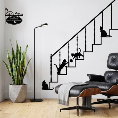 Image de Autocollants muraux décoratifs représentant des chats et des escaliers