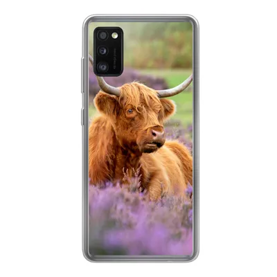 Produktbild von MuchoWow® Handyhülle Schutzhülle Hülle für Samsung Galaxy A41 Schottischer Highlander - Braun - Büsche Silikon Softcase Handy Hülle - Mobiltelefon
