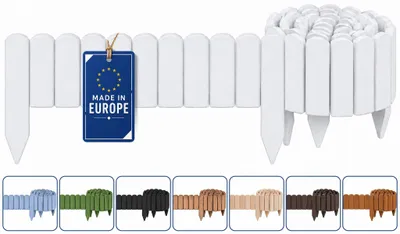 Produktbild von Woodygift Beeteinfassung Holz Rollzaun Gartenzaun Rasenkante Palisade Flexibler Rollborder für Beet und Rasen Weiß 10x200 cm