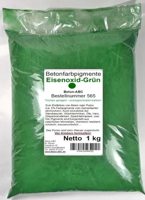 Produktbild von Eisenoxid Grün Pigment 1kg Pulver für Betonmasse, Putze, Gips, Harz, Fugenpulver