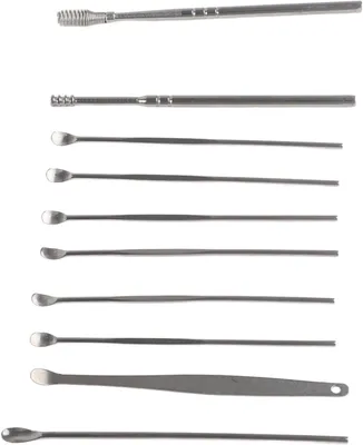 Image de Kit de nettoyage - Set d'embouts auriculaires - Hygiène des oreilles - 10 pièces en acier inoxydable - 12 x 3 x 2 cm - Argenté