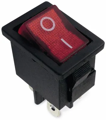 Produktbild von Wippenschalter 2-pol., I-0, rot beleuchtet, 19x12,5 mm