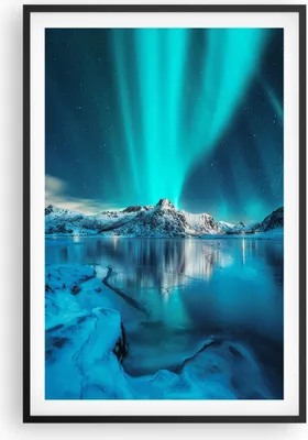 Produktbild von Gerahmtes Poster - Schwarzer Rahmen - Morgendämmerung Polar Berge - 61x91,5 cm - Wand Bild - Wanddeko - Wandbilder - Wandposter - Bilderrahmen - Bilder - Kunstdruck - Wandbild - P2BPA61x91-4196