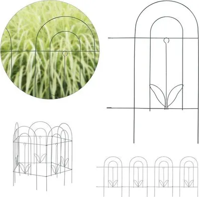 Productafbeelding van Metalen omheining voor de tuin, 5-delig, groen, ongeveer 62x244 cm