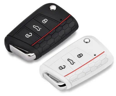 Produktbild von Autoschlüssel Hülle 2 Stück Silikon Schwarz + Weiß Kompatibel für VW Golf 7 3 Tasten