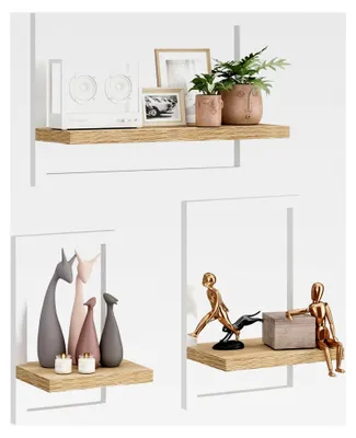 Produktbild von Schwebende Regalwand, Set aus 3 Wandregalen, hängende Regale für Wandlagerung, Ausstellungsregale, quadratisches Bücherregal für Büro, Schlafzimmer, Badezimmer, Küche