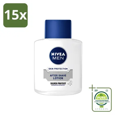 Immagine prodotto di 15 flaconi di lozione dopobarba Nivea Men Silver Protect - 100 ml - Confezione grande - 15 pezzi
