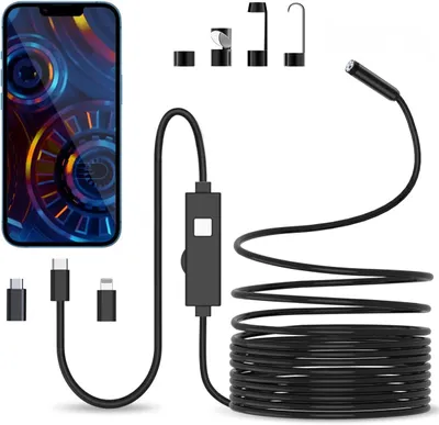 Produktbild von Endoskopkamera mit Licht, 1080P HD Endoskopkamera Handy mit Licht Wasserdicht IP67 Inspektionskamera Kanalkamera Handy mit 8 LED-Leuchten
